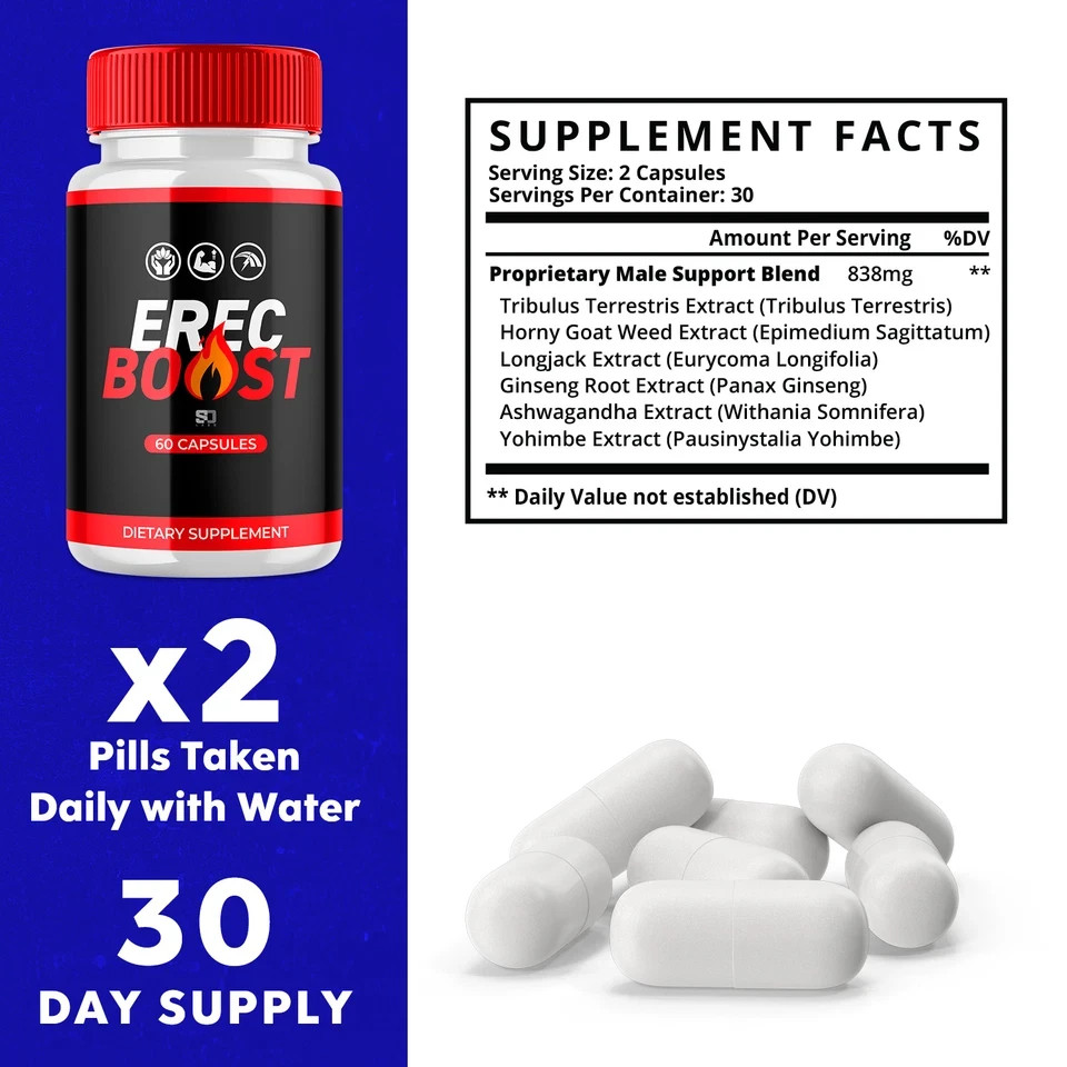 (2 Pack) Erec Boost Pills, Maximize Energy, Vitality & Stamina 120 Capsules