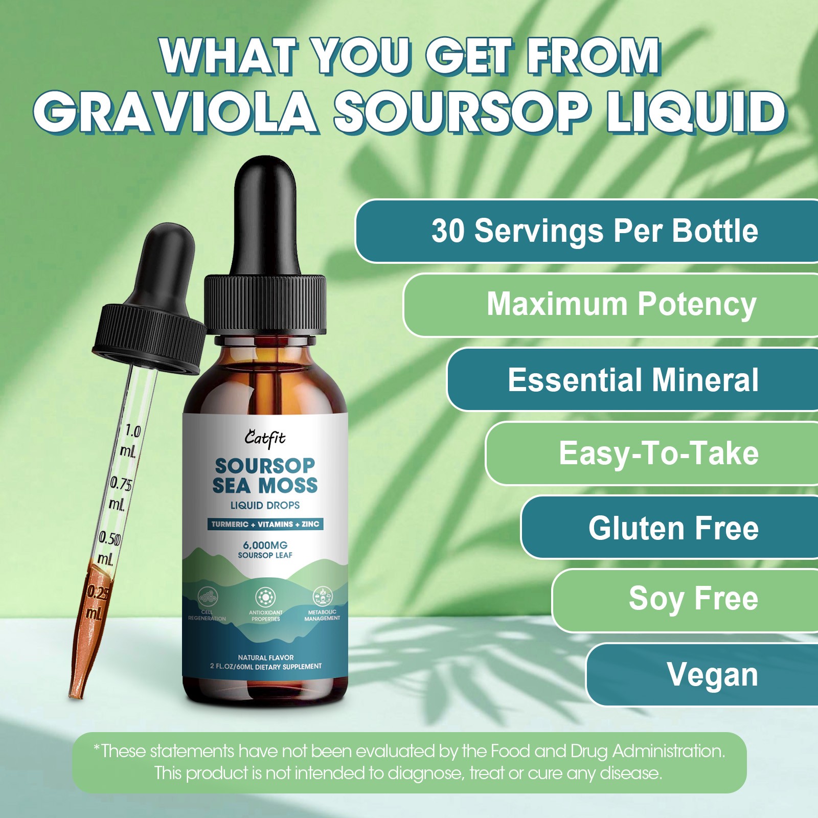 Sea Moss Soursop Leaves Extract with Turmeric Black Pepper Liquid Drop 60ML