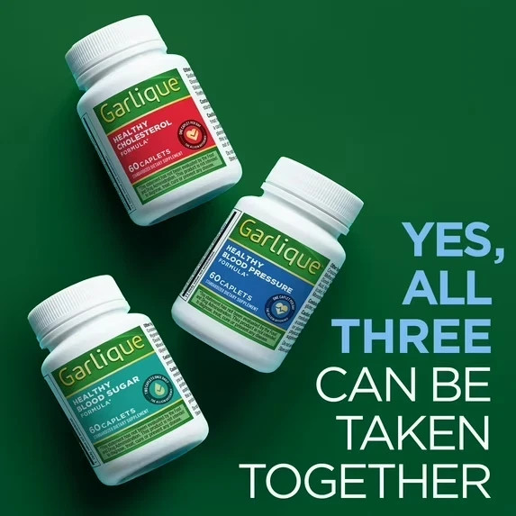Garlique Healthy Blood Pressure Supplement 60 Caplets Odor Free Vegan Gluten