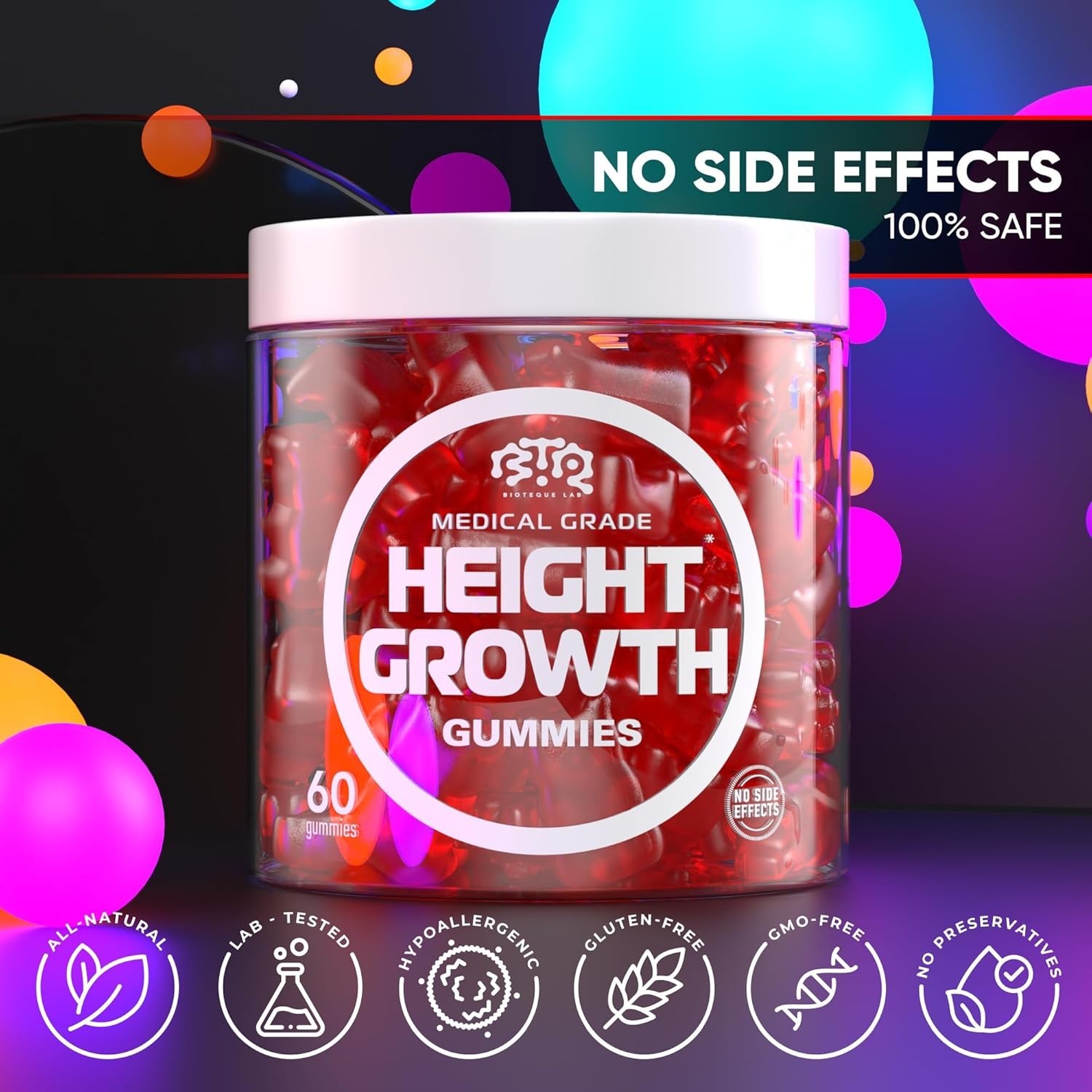 Height Growth Increase Gummies 120G Vitamins BIOTEQUELAB Tall Supplement Calcium