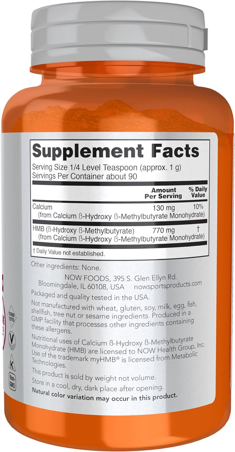 NOW Sports HMB (Β-Hydroxy Β-Methylbutyrate) Powder, Sports Recovery, 3.2 oz