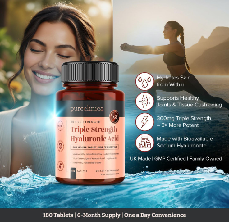 Triple Strength Hyaluronic Acid – 300mg, 180 Tablets (6-Month Supply)