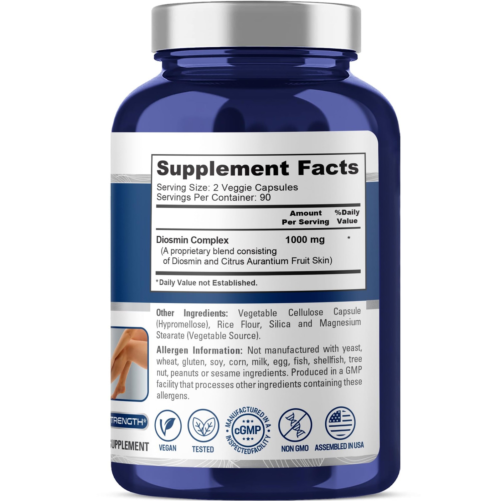 NusaPure Diosmin Complex 1,000mg per Serving 180 Veggie 180 Count (Pack of 1)