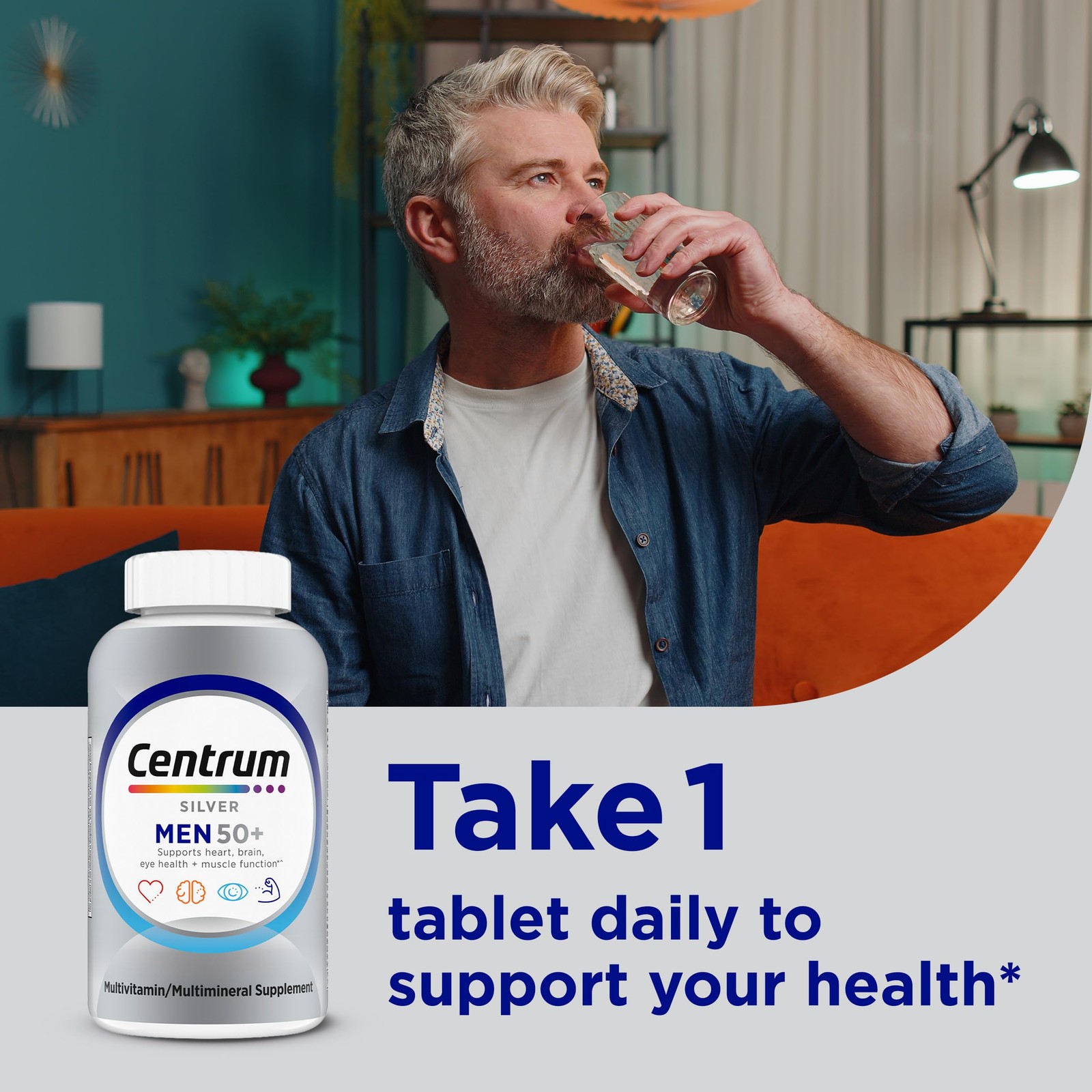 Centrum Silver Multivitamin for Men 50 Plus, 100 Count (Pack of 1)