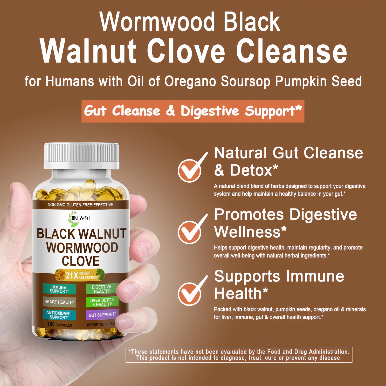 Wormwood Black Walnut Cleanse for Humans – High 120 Count (Pack of 1)
