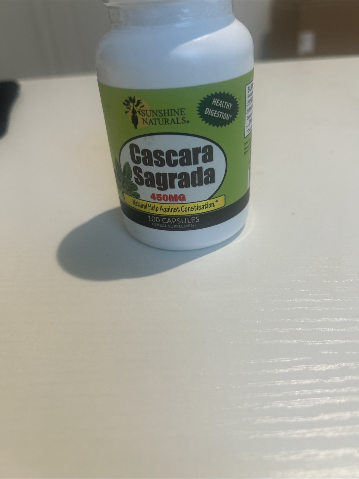 Sunshine Naturals Cascara Sagrada 450 Mg Herbal Digestive Support 100 Capsules