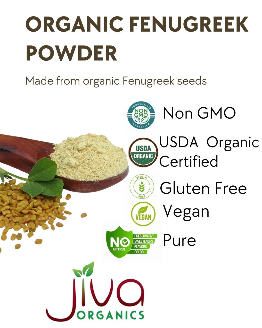 Jiva Organics Organic Fenugreek Powder 7oz Bag – Gluten 7 Ounce (Pack of 1)