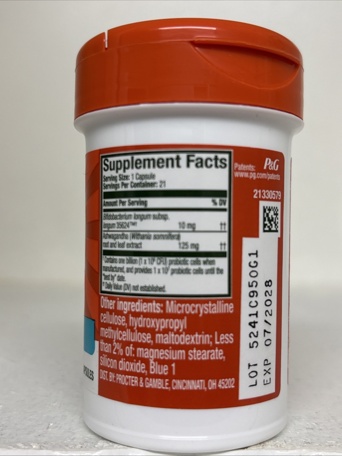 Bottle of Align Probiotic Digestive De-stress Probiotic 21 Capsules