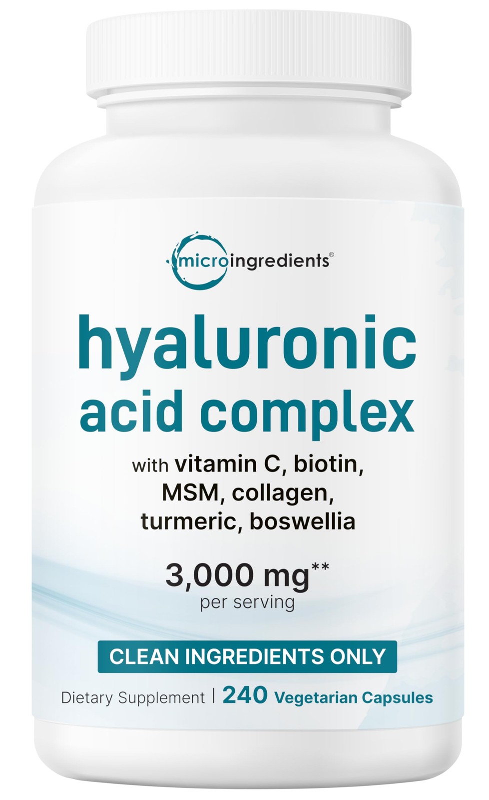 Micro Ingredients Hyaluronic Acid Complex, 240 240 Count (Pack of 1)
