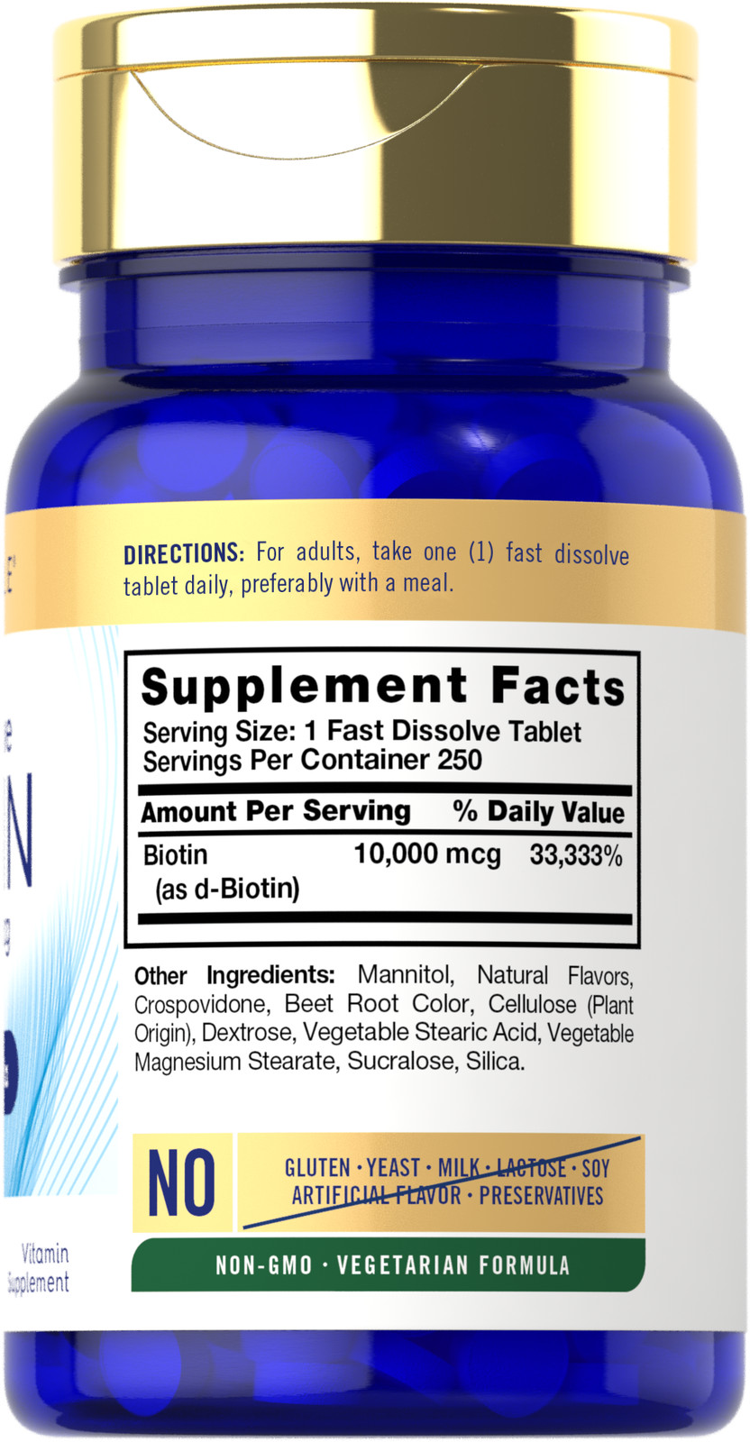 Biotin 10000mcg | 250 Fast Dissolve Tablets | Max Strength | by Carlyle