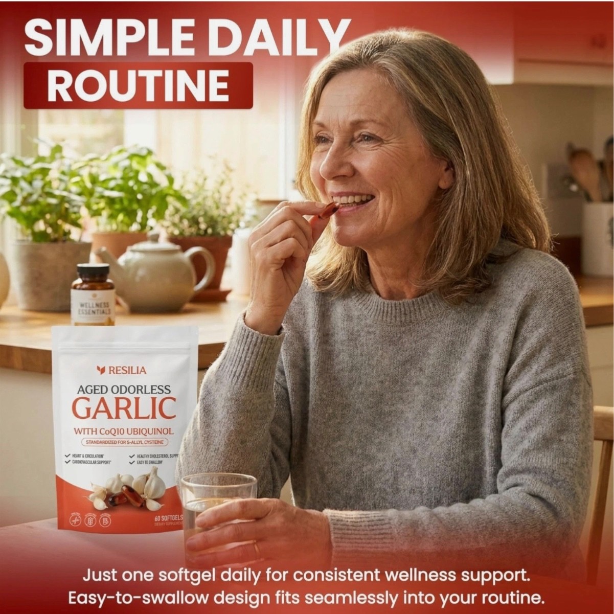 Resilia Garlic Extract 600mg Softgels (60 Count) – Odorless Aged Garlic Extra…