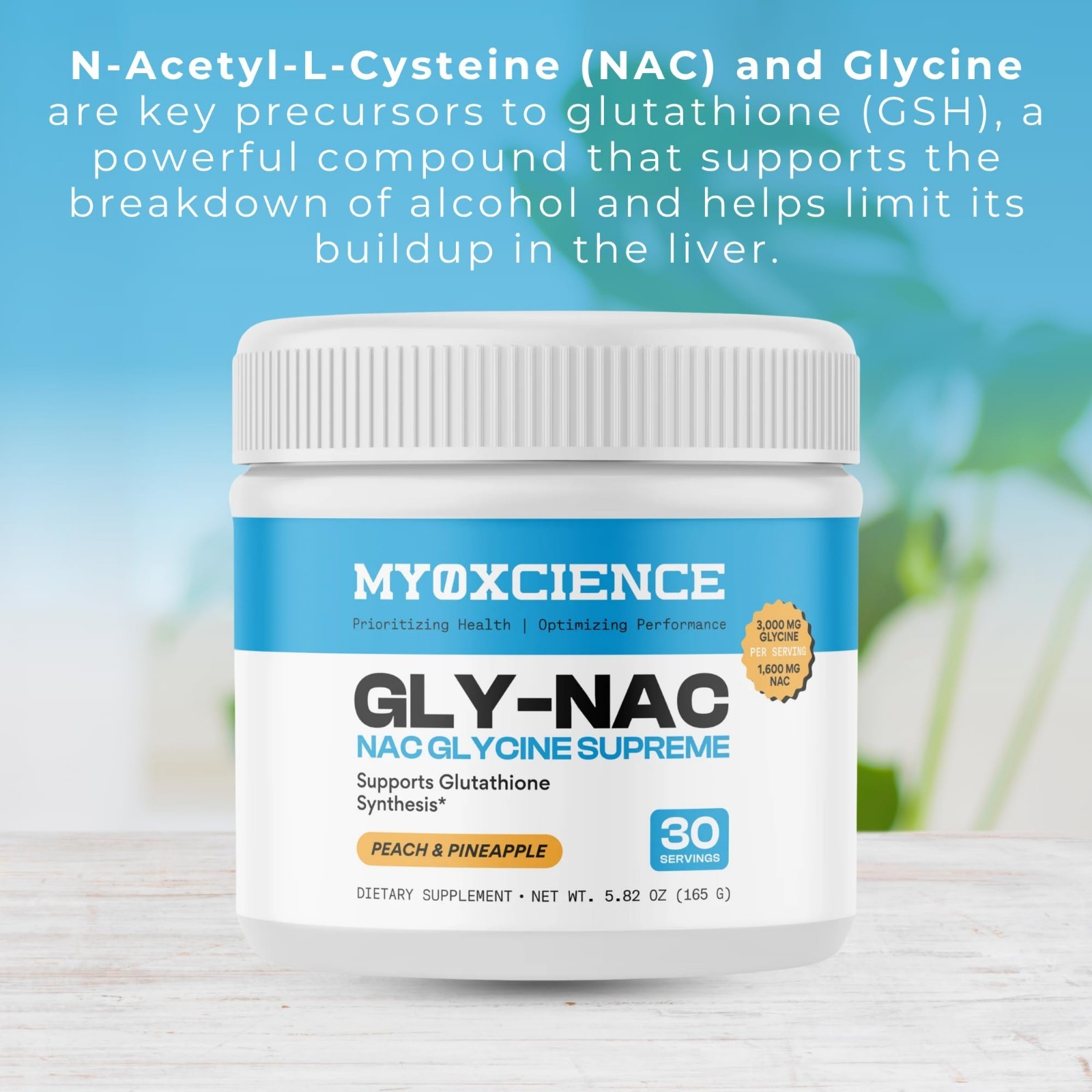 N-Acetyl-L-Cysteine & Glycine Supplement | Taurine Blend, Peach Pineapple Flavor
