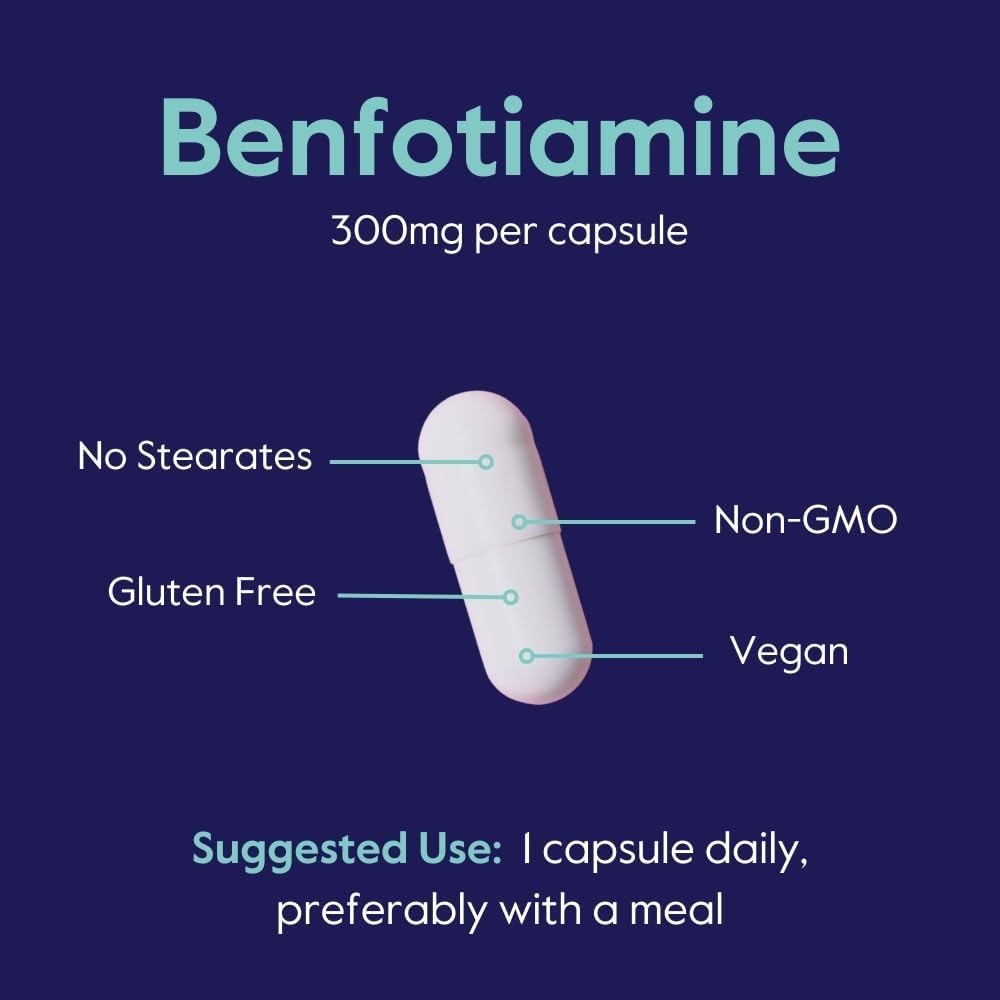 Benfotiamine 300mg 180 Vegetarian Capsules 60×3 No Stearates – No Silicon Dio…