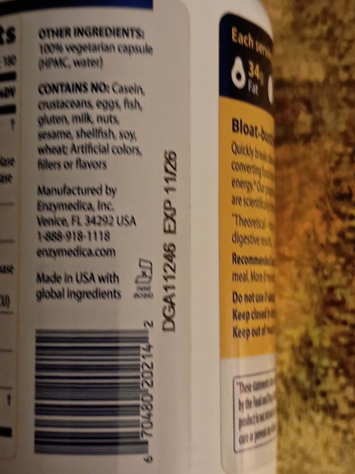 Enzymedica Digest Gold Digestive Support Supplement – 180 Count Exp 11/26 🆕
