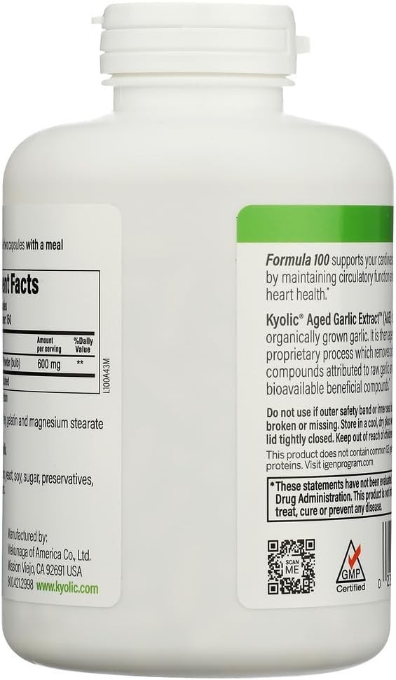 300 Count Organic Aged Garlic Extract Capsules – Promote Cardiovascular Wellness