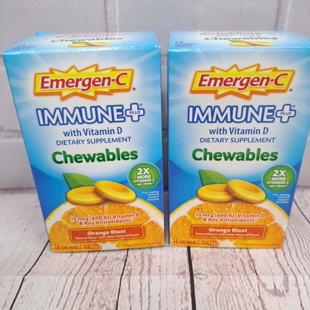 (2 Boxes) Immune+ Chewables Vitamin C,E And Zinc 14 Tablets Each Exp 10/2025