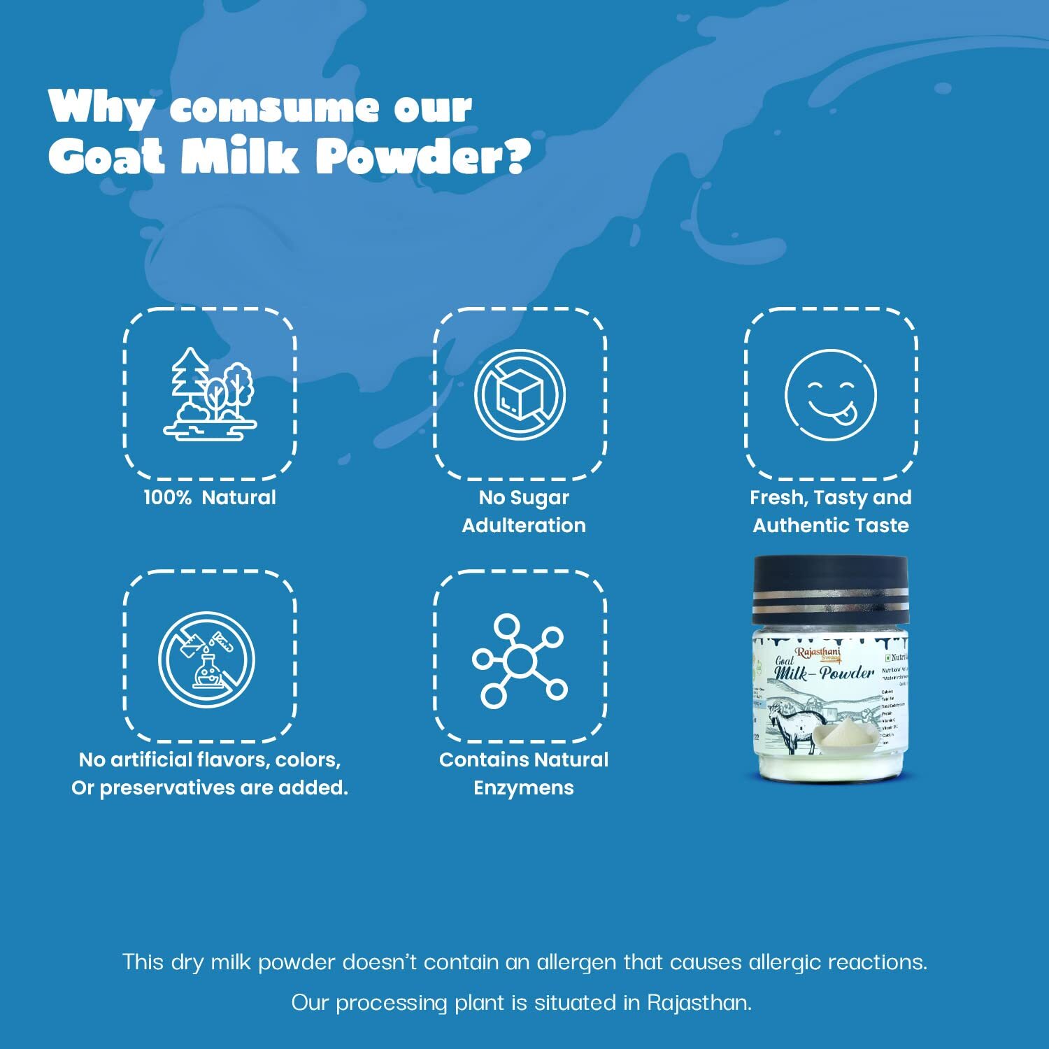Rajasthani Swaad Goat Milk Powder Freeze Dried Homemade Natural Grass Fed Goat