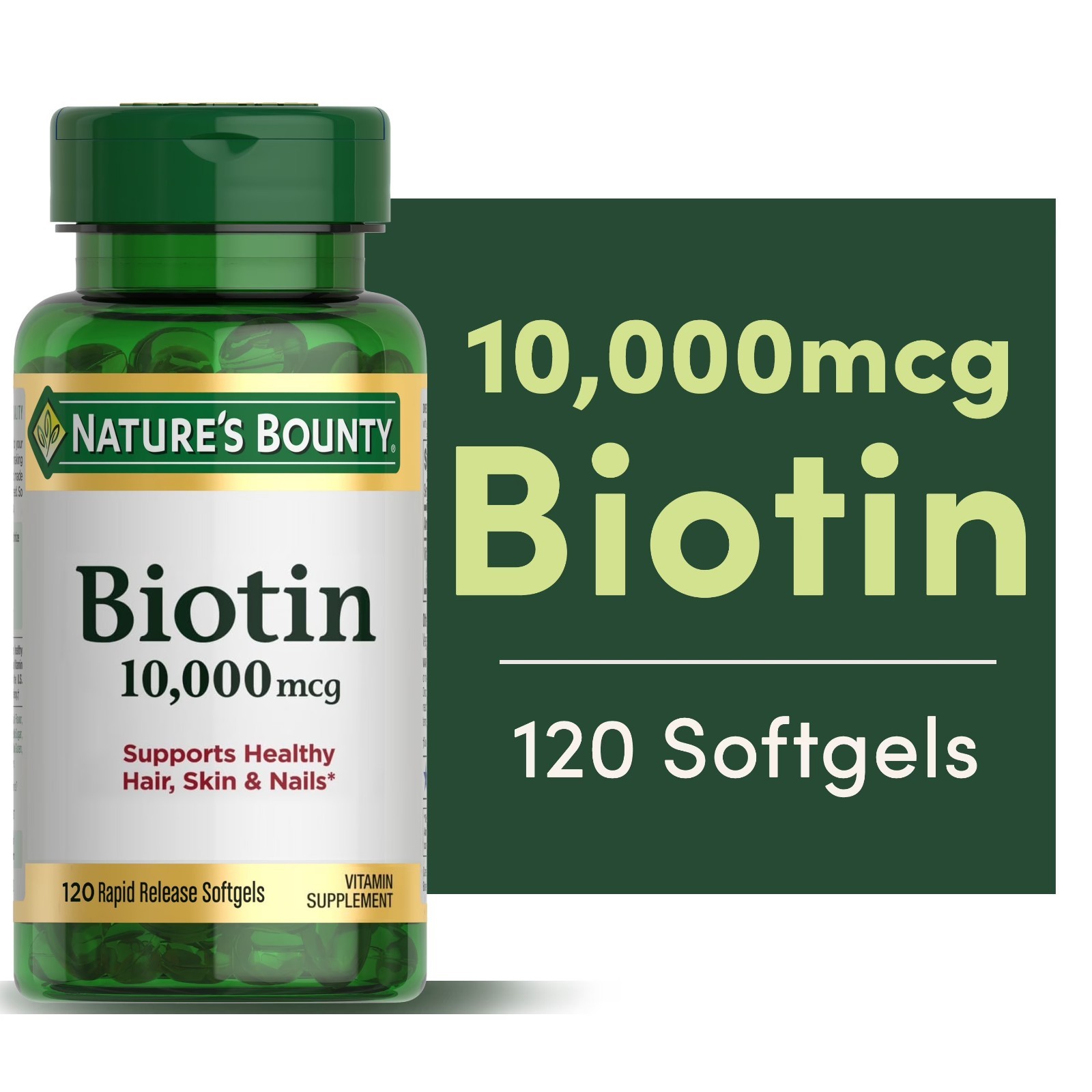 Nature’s Bounty Biotin, Supports Healthy Hair, Skin and Nails 10,000 mcg 120 Ct