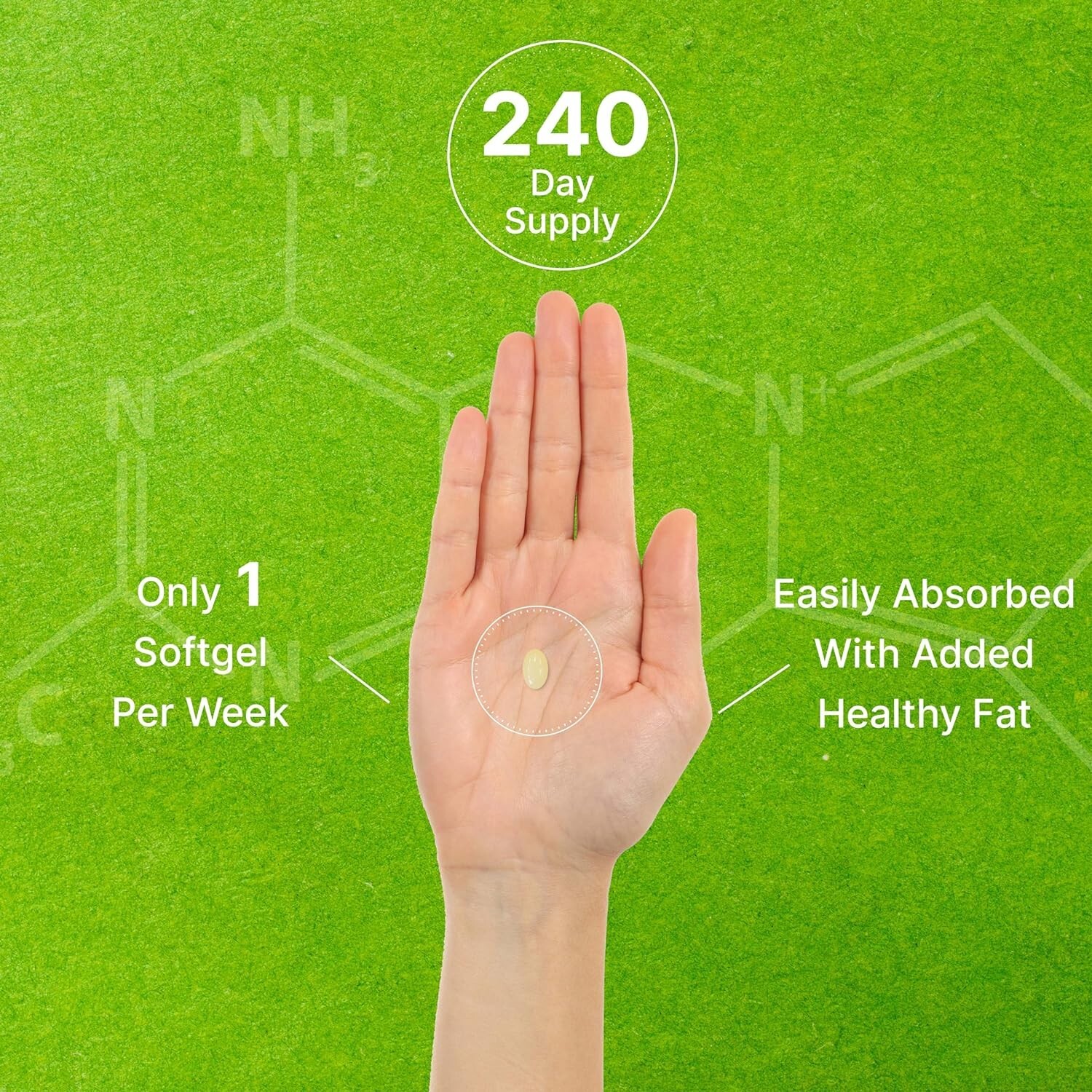 Vitamin D3 50,000 IU + K2 MK7 200 mcg, 240 Softgels, Virgin Coconut Oil