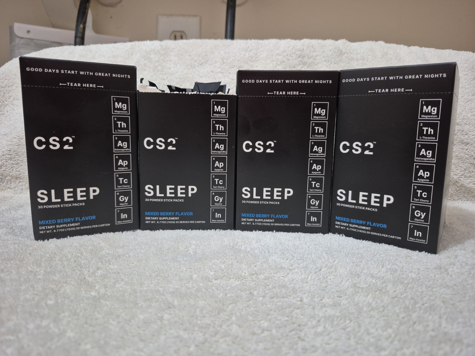 Lot of 4 CS2 Sleep Drink Mix 119 Powder Stick Packs Mixed Berry Exp 04/2028