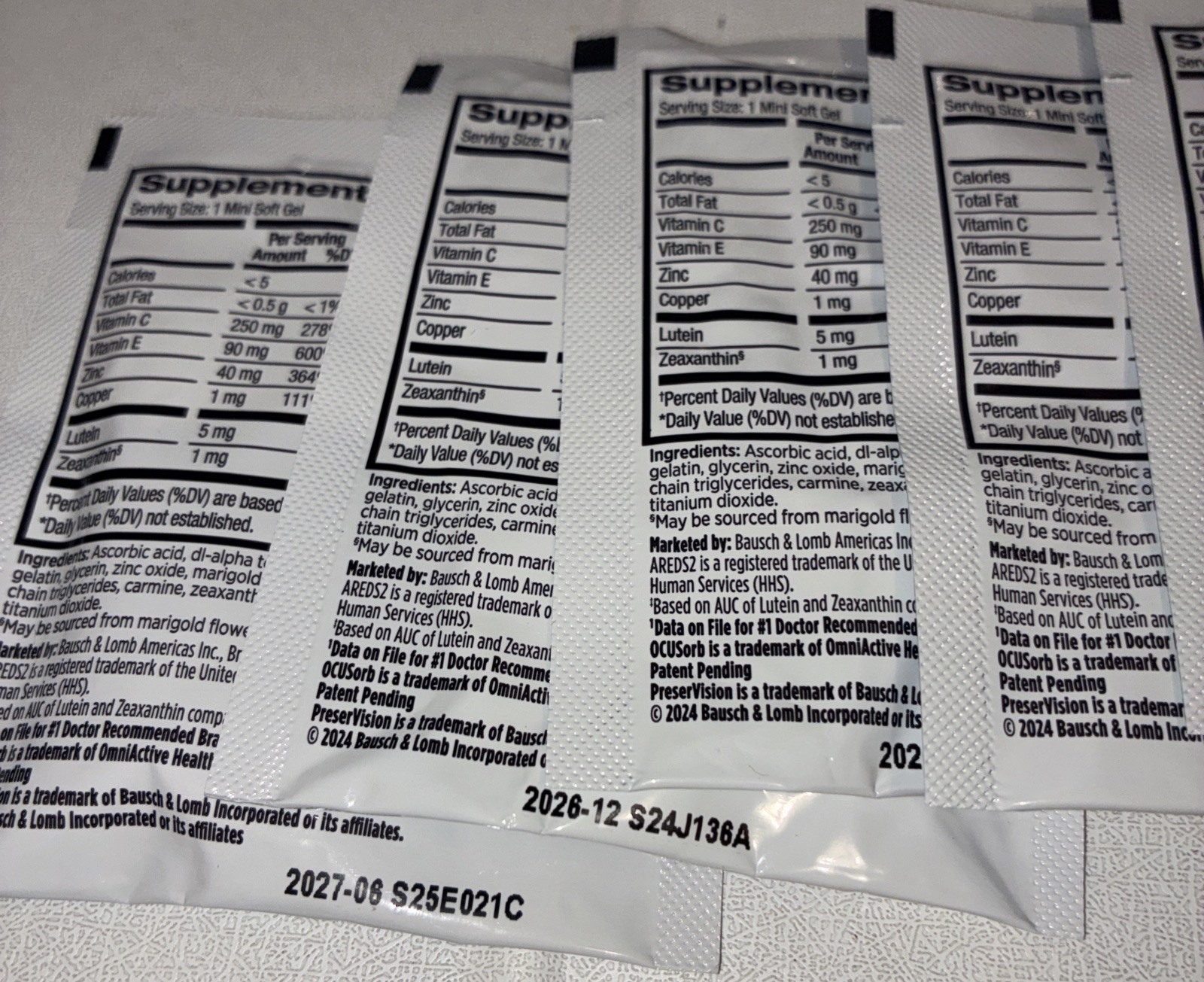 Lot Of 17-2 Pack PreserVision AREDS 2 Mini Softgels Bausch & Lomb Vision Support