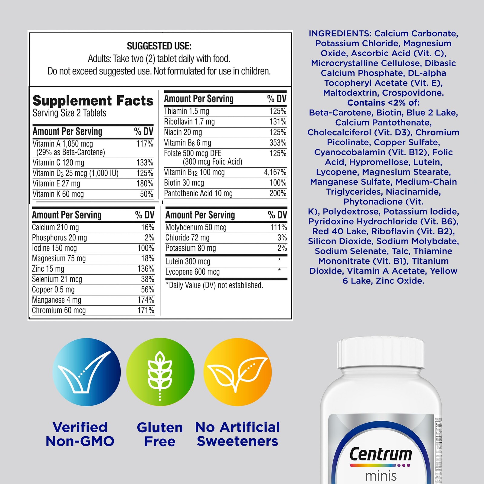 Centrum Minis Silver Multivitamin for Men 50 Plus, 280 Count (Pack of 1)