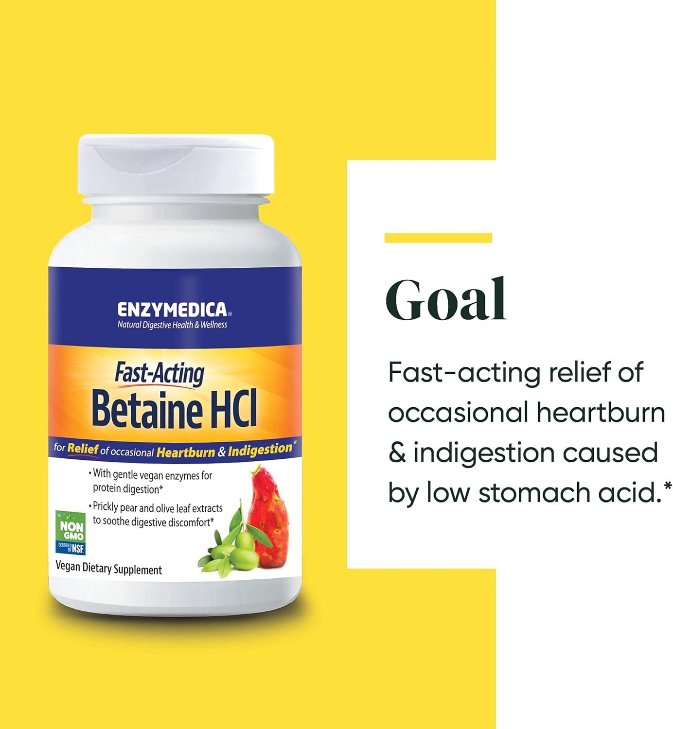 Enzymedica, Betaine HCl, 120 Capsules