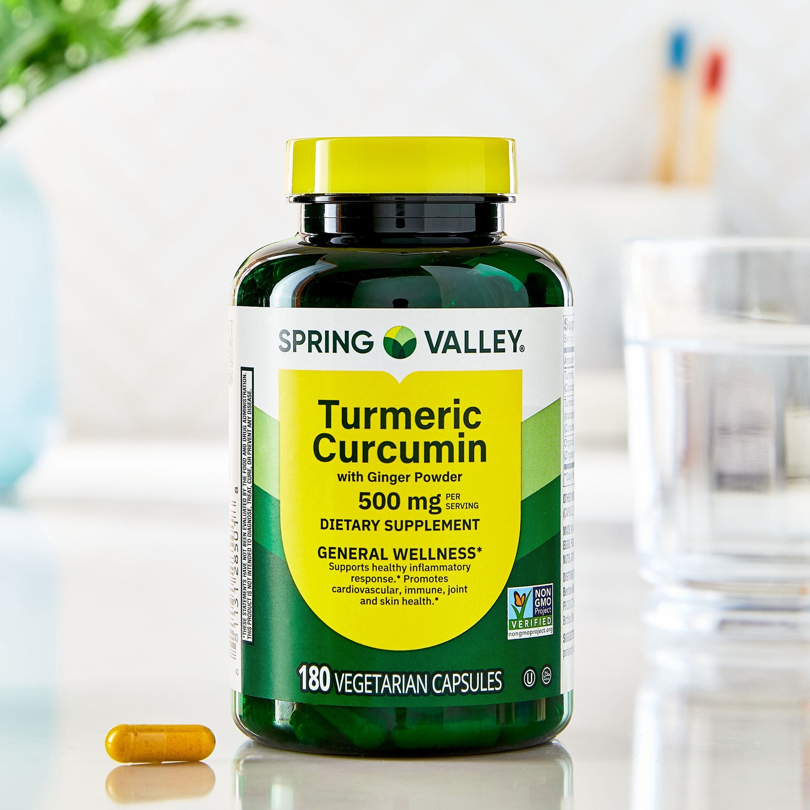 Turmeric Curcumin & Ginger Supplement – 3 Pack, 500mg, 180 Capsules