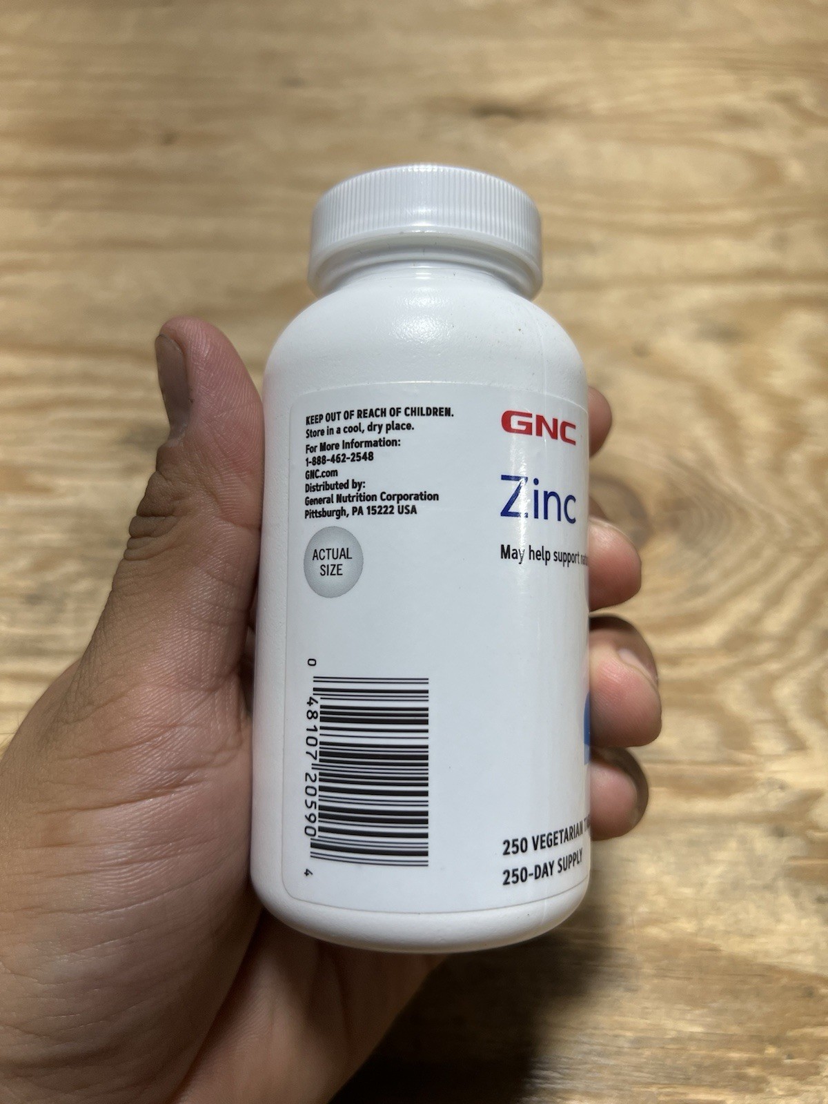 GNC Zinc 50MG 250 Vegetarian Tablets 04/2028