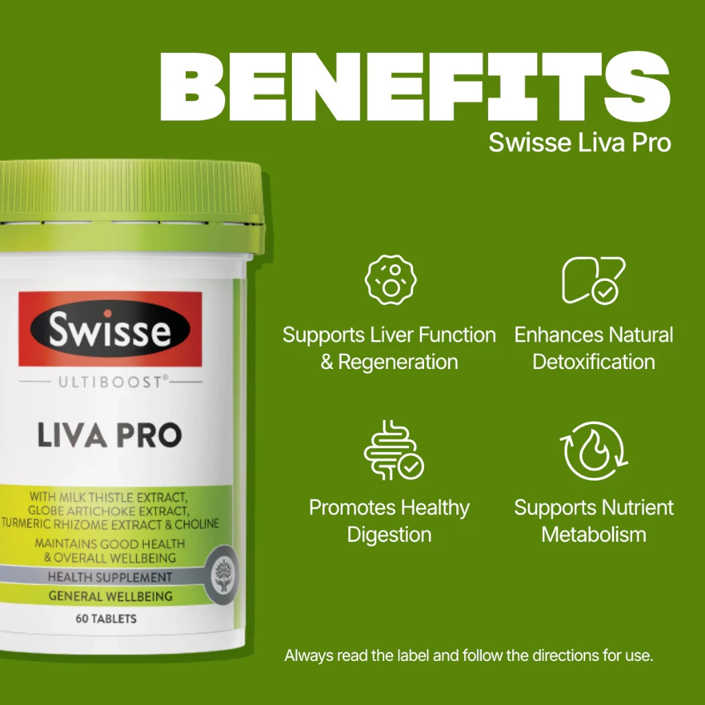 Swisse Ultiboost LIVA PRO (60 Tablets) For Liver Support & Natural Detox