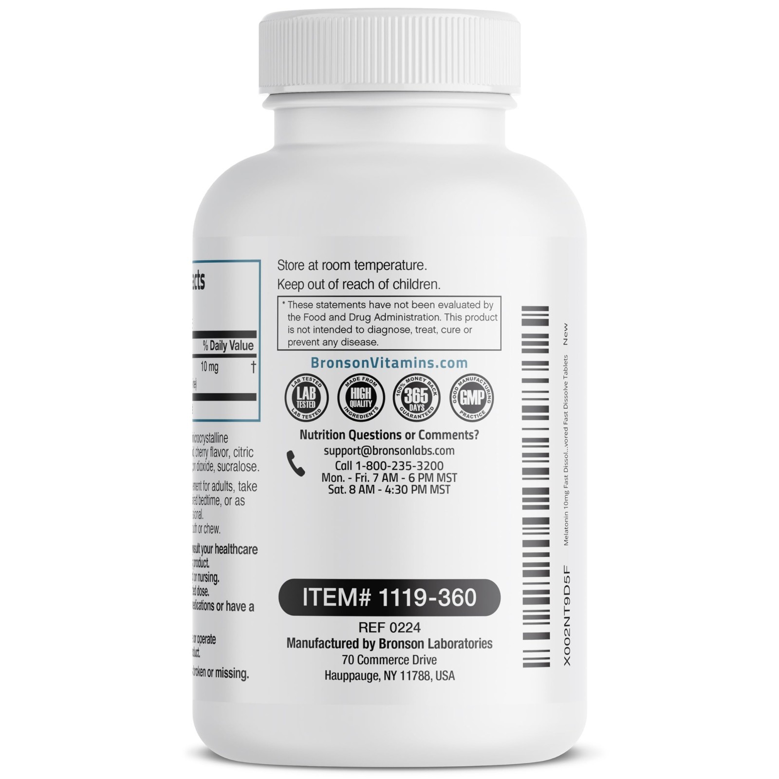 Melatonin 10mg Fast Dissolve Cherry Tablets – Vegetarian Chewable Lozenges, 360