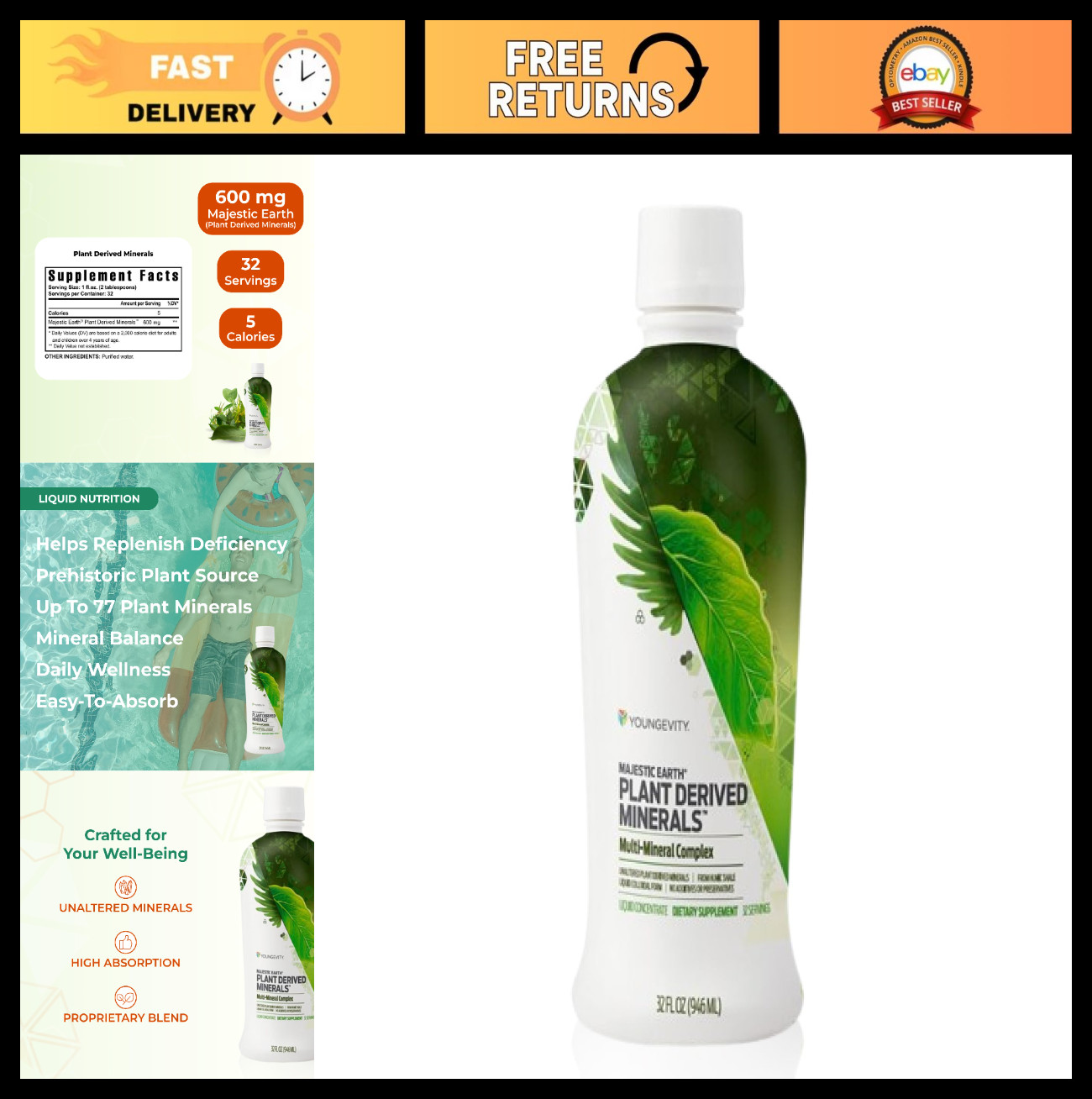 Plant Derived Minerals Multi-Mineral Complex | Liquid Colloidal | 32 Servings