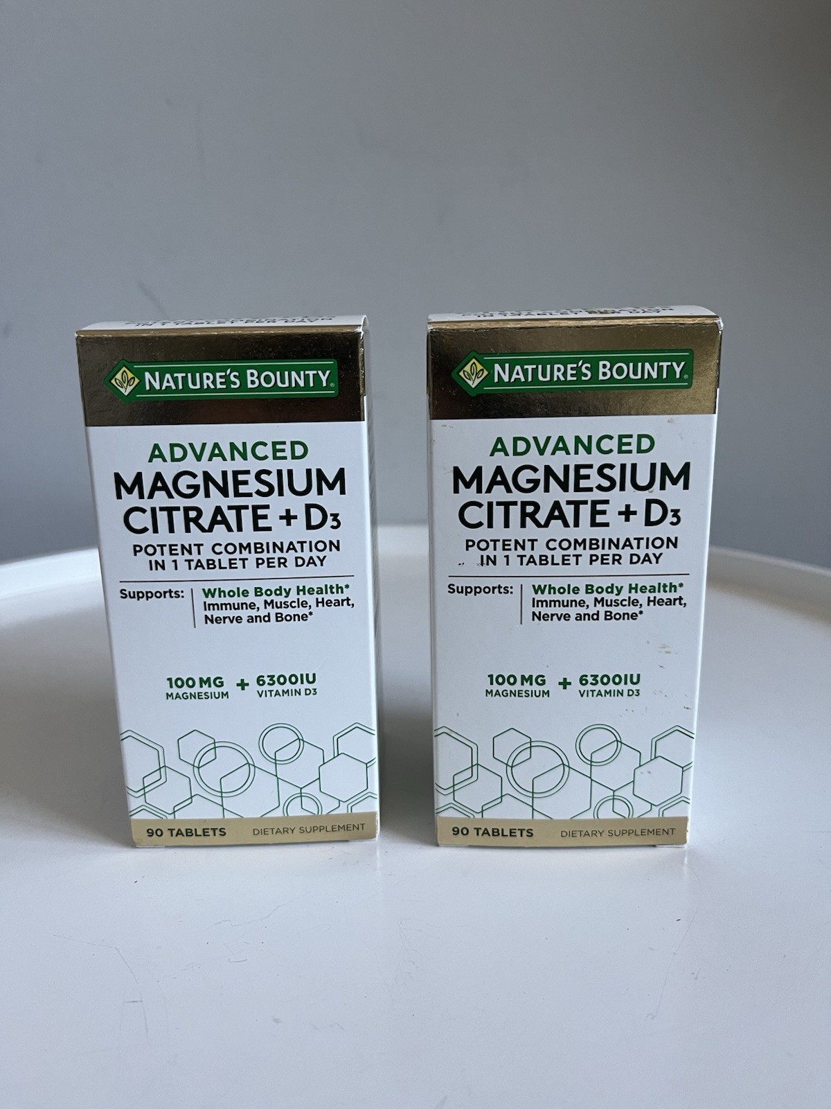 2 Nature’s Bounty Advanced Magnesium Citrate + D3 90 Tablets Ea. EXP 07/2027