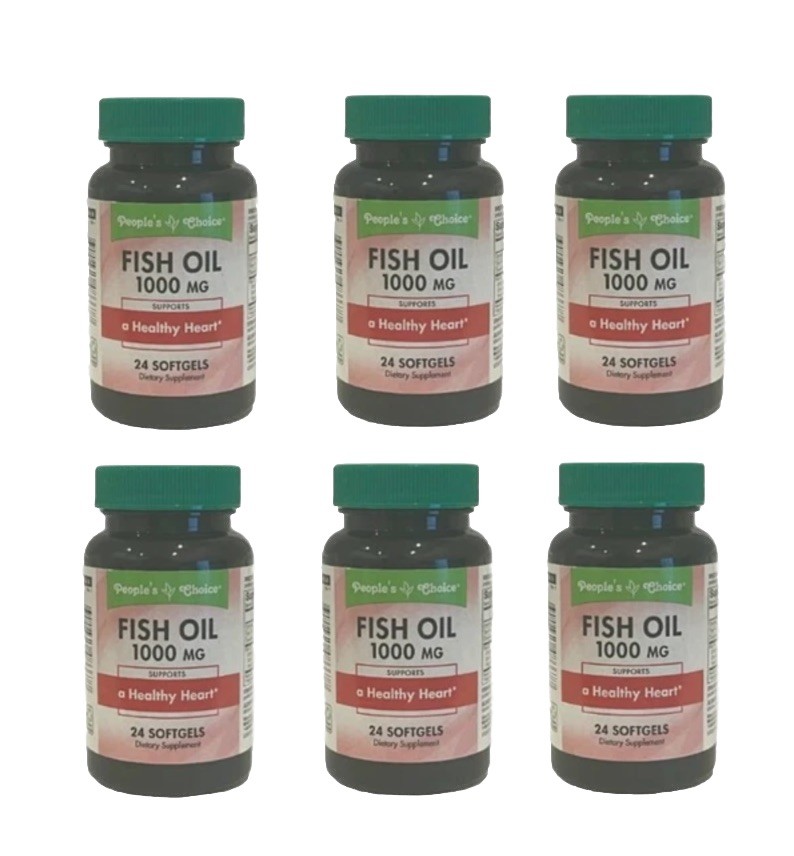 6 Bottles/ 18ct People’s Choice Fish Oil Omega 3 Softgels 1000 MG 07/2028