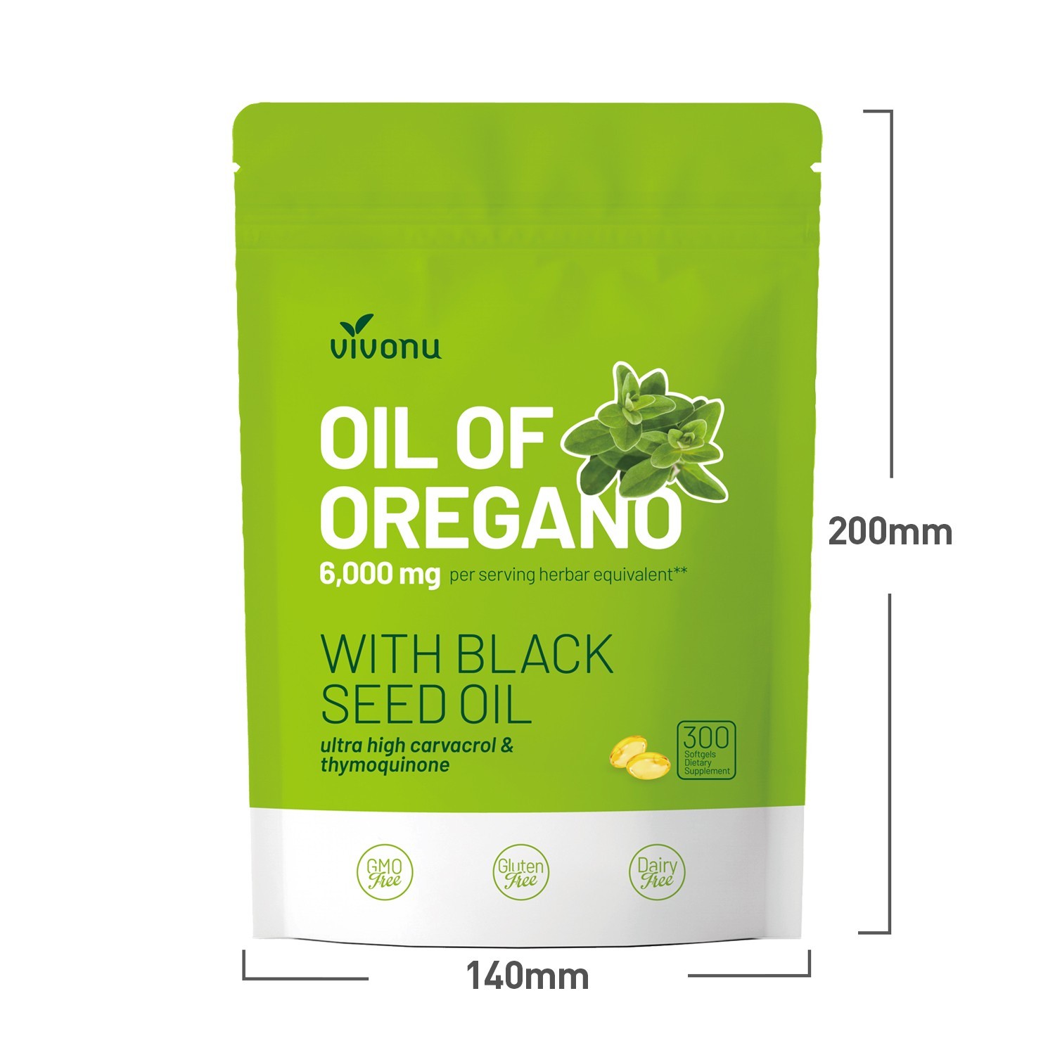 2 in 1 Oil of Oregano Black Seed Softgels Count with Carvacrol,Immune Support