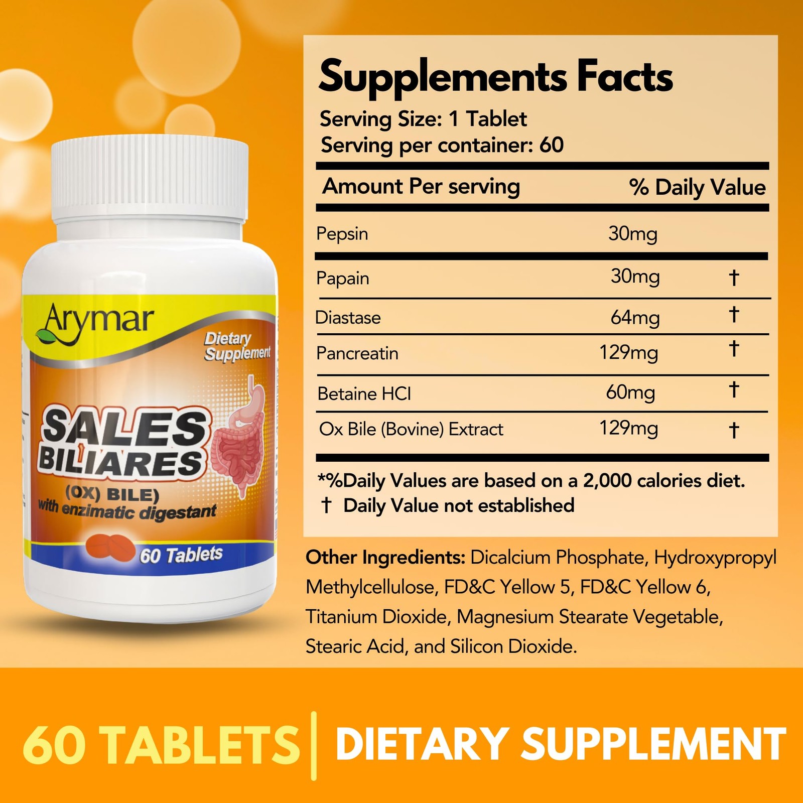 Sales Biliares Ox Bile with Digestive Enyzmes 60 Tabs