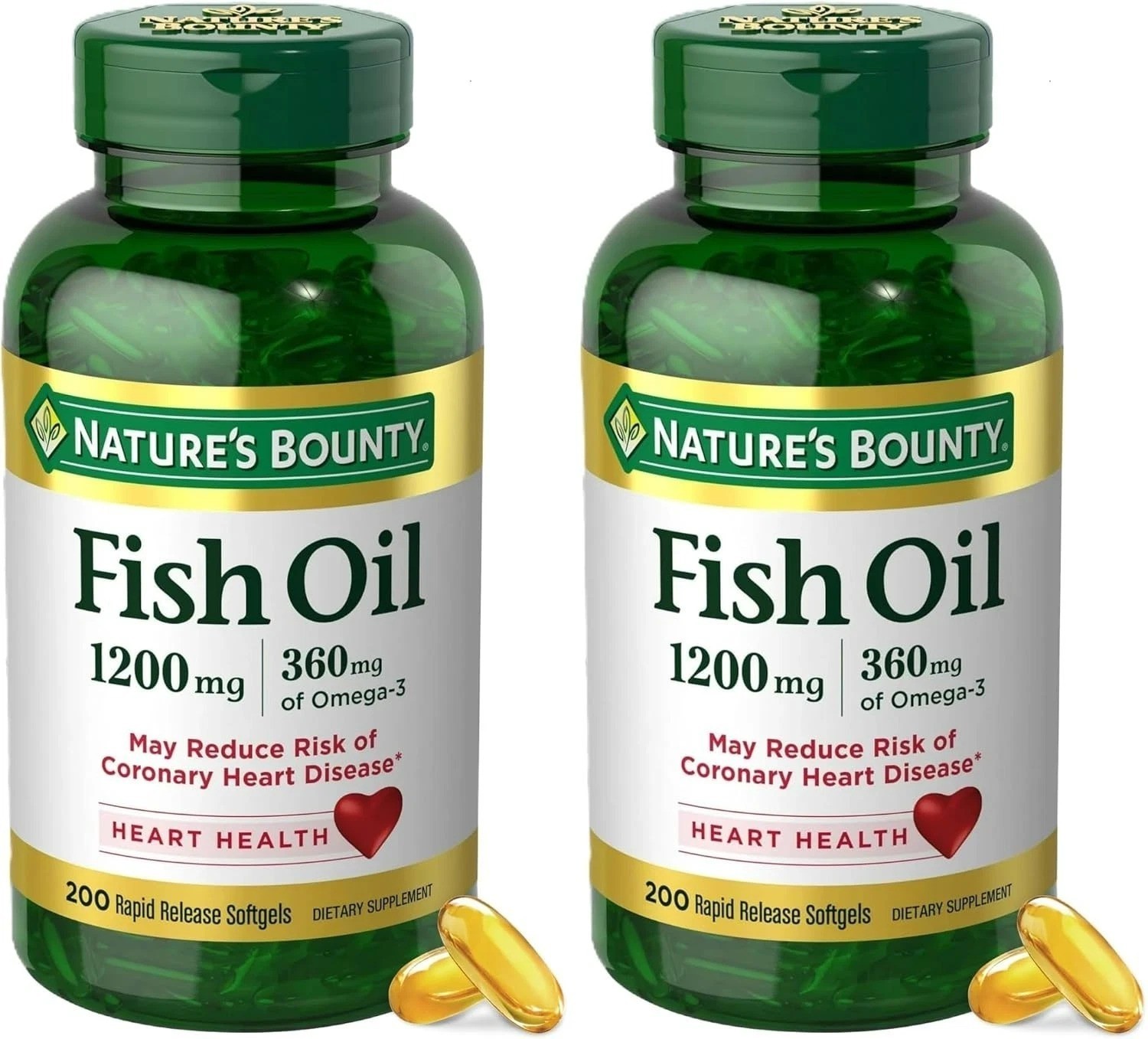 Nature’s Bounty 200 Pack Fish Oil 1200 mg Supplements Heart Health BB 10/27 2PK