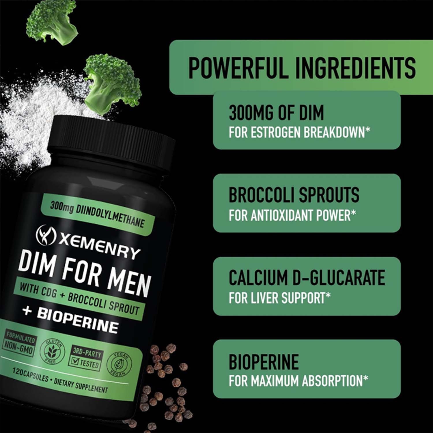 DIM FOR MEN 300mg – Male Hormonal Balance, Estrogen Metabolism, Muscle Health