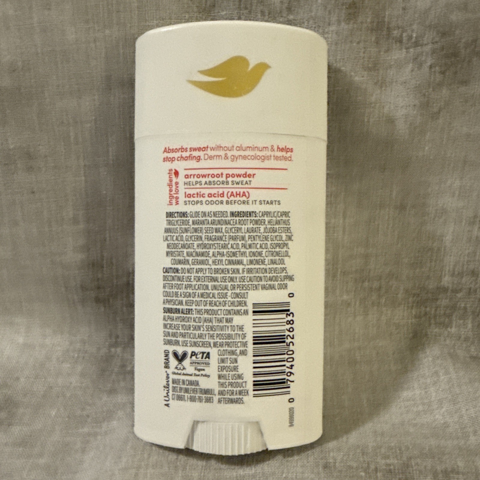 Dove Whole Body Deo Aluminum Free Anti-Chafe 2.4 Ounce (Pack of 1), White