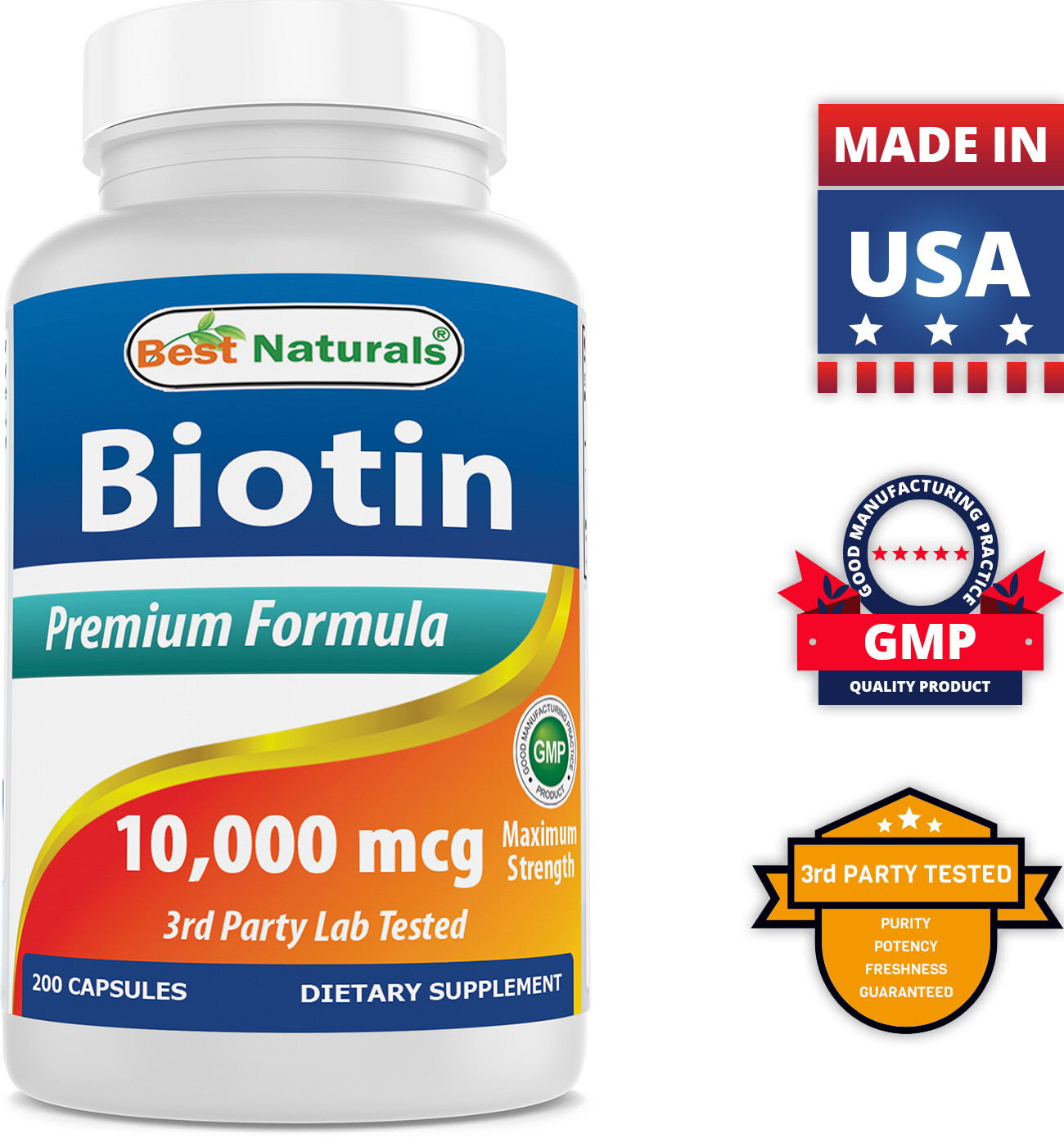 Best Naturals Biotin 10000 mcg 200 Capsules