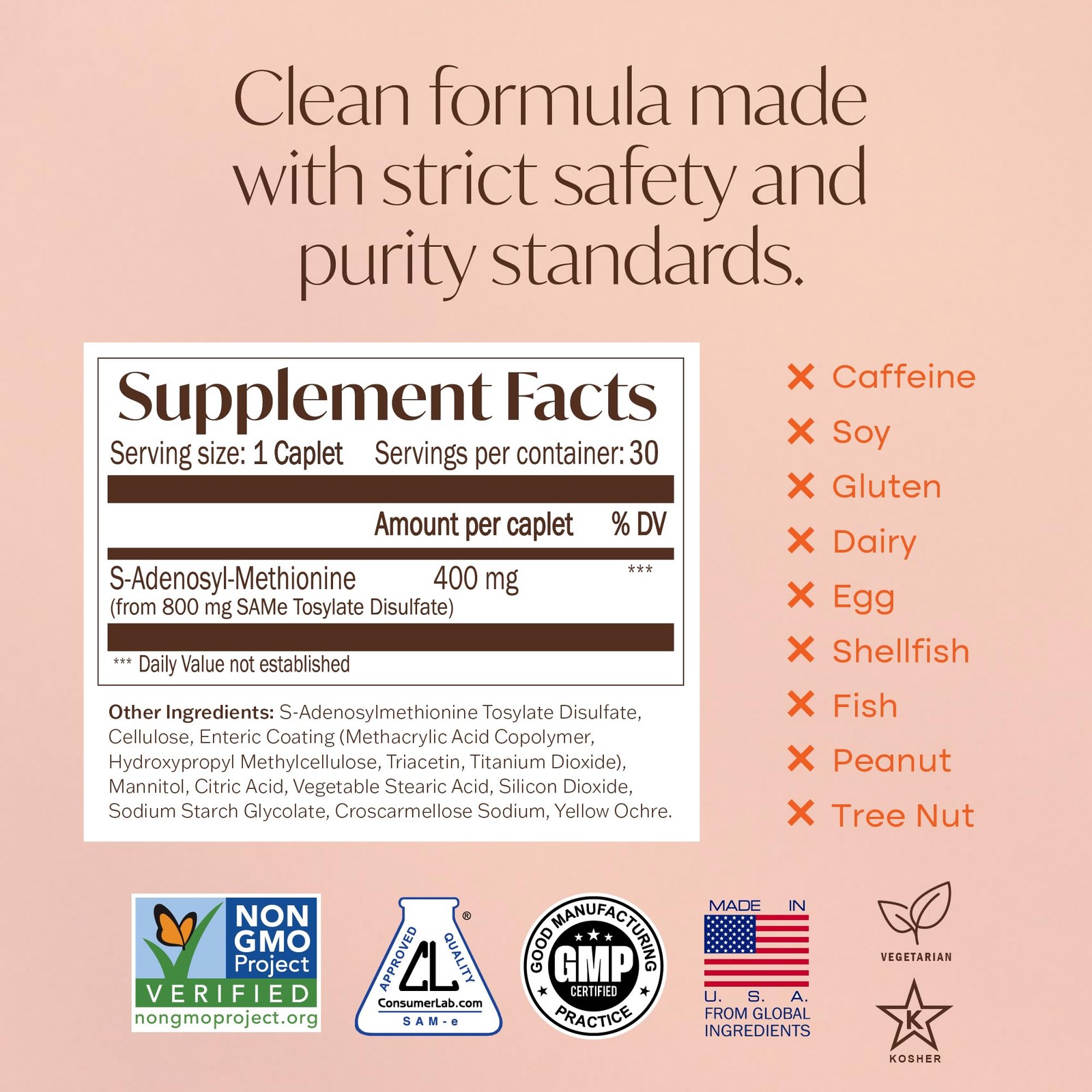 Nature’s Trove SAM-e 400mg 30 Enteric Coated Caplets. 30 Count (Pack of 1)