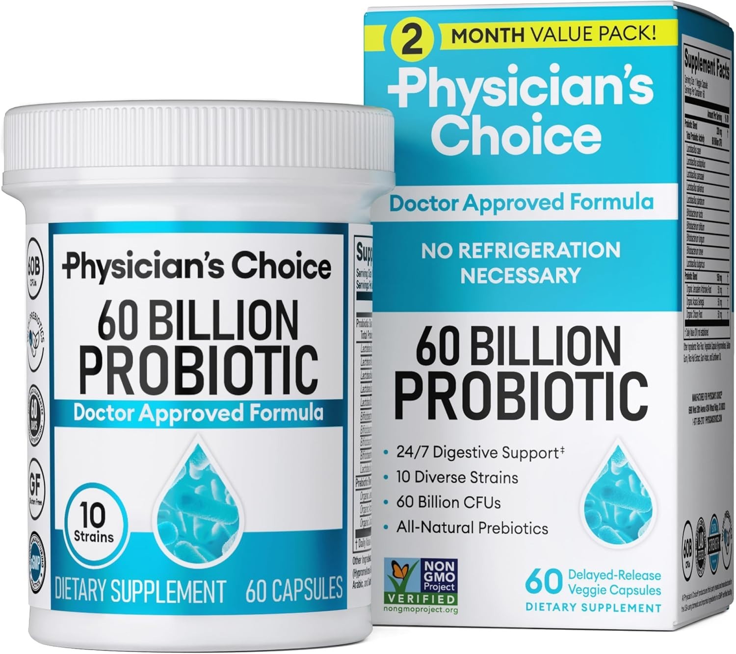 Physician’s Choice Probiotics 60 Billion CFU – 10 Strains + Organic Prebiotics