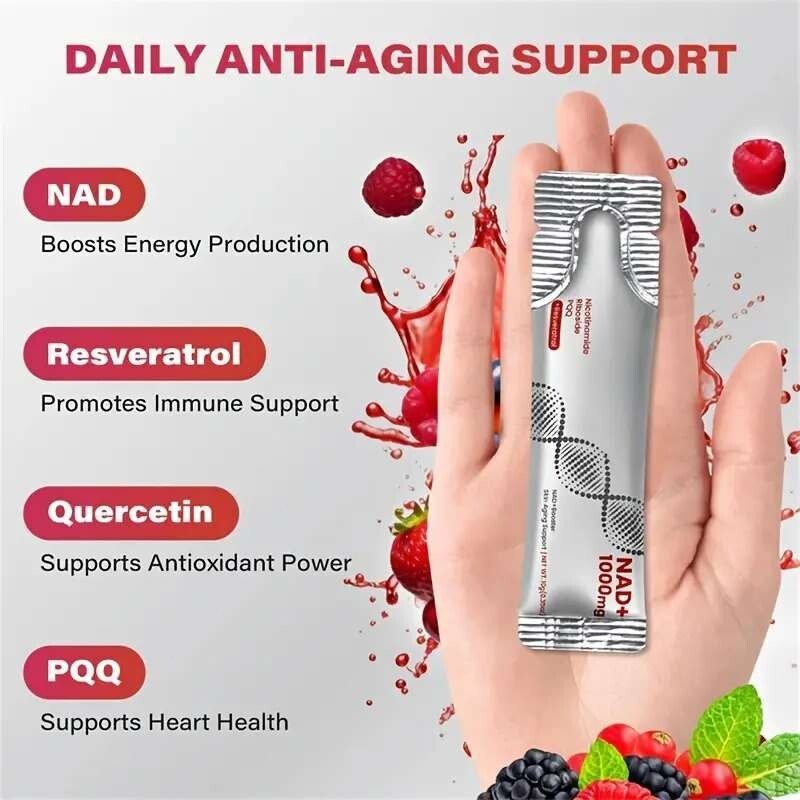 NR1000 – NAD+*Berry Flavor Drink Mix For Skin Aging Support Energy Focus 30 Pack