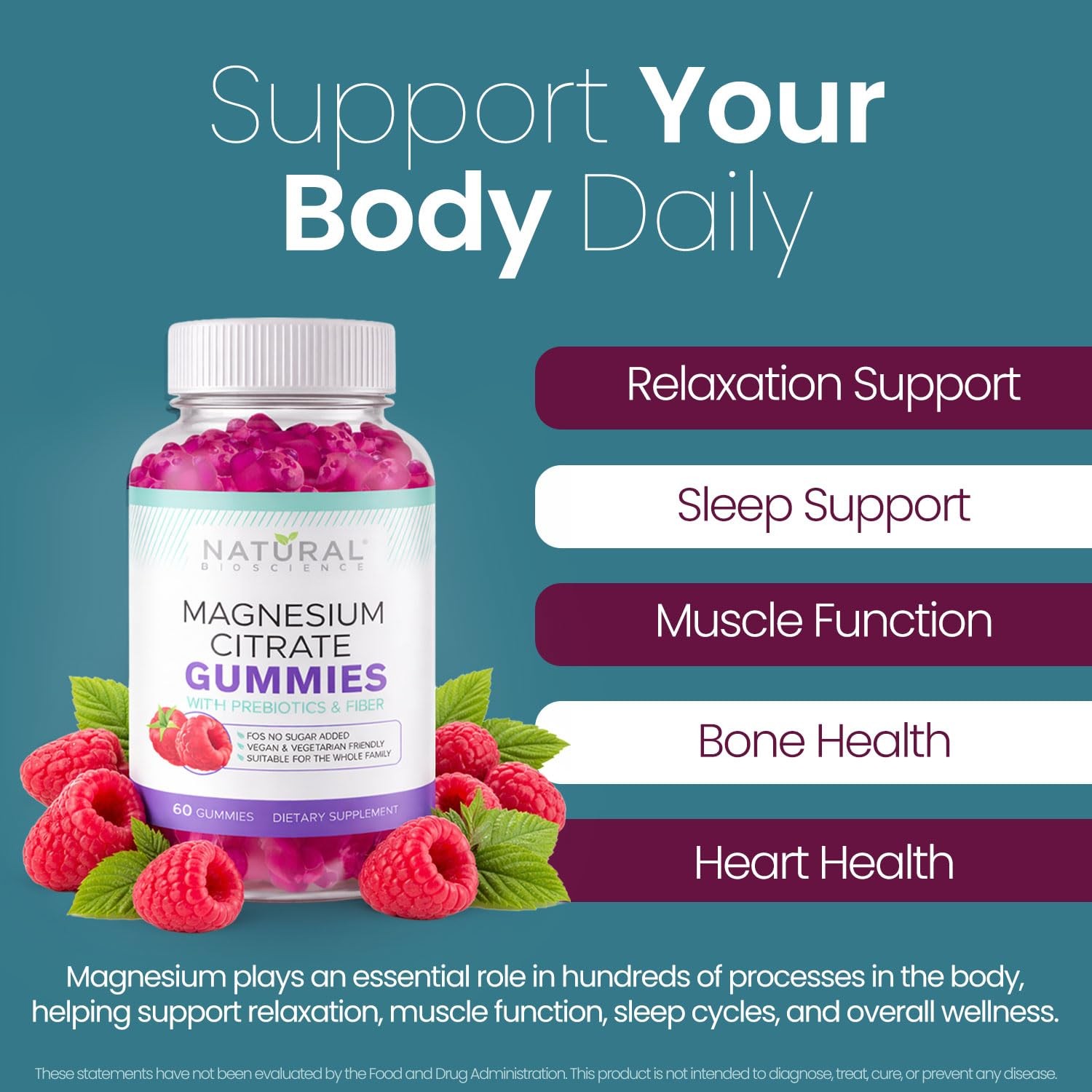 Sugar Free Magnesium Gummies – Calming Anti-Stress 180 Count (Pack of 1)