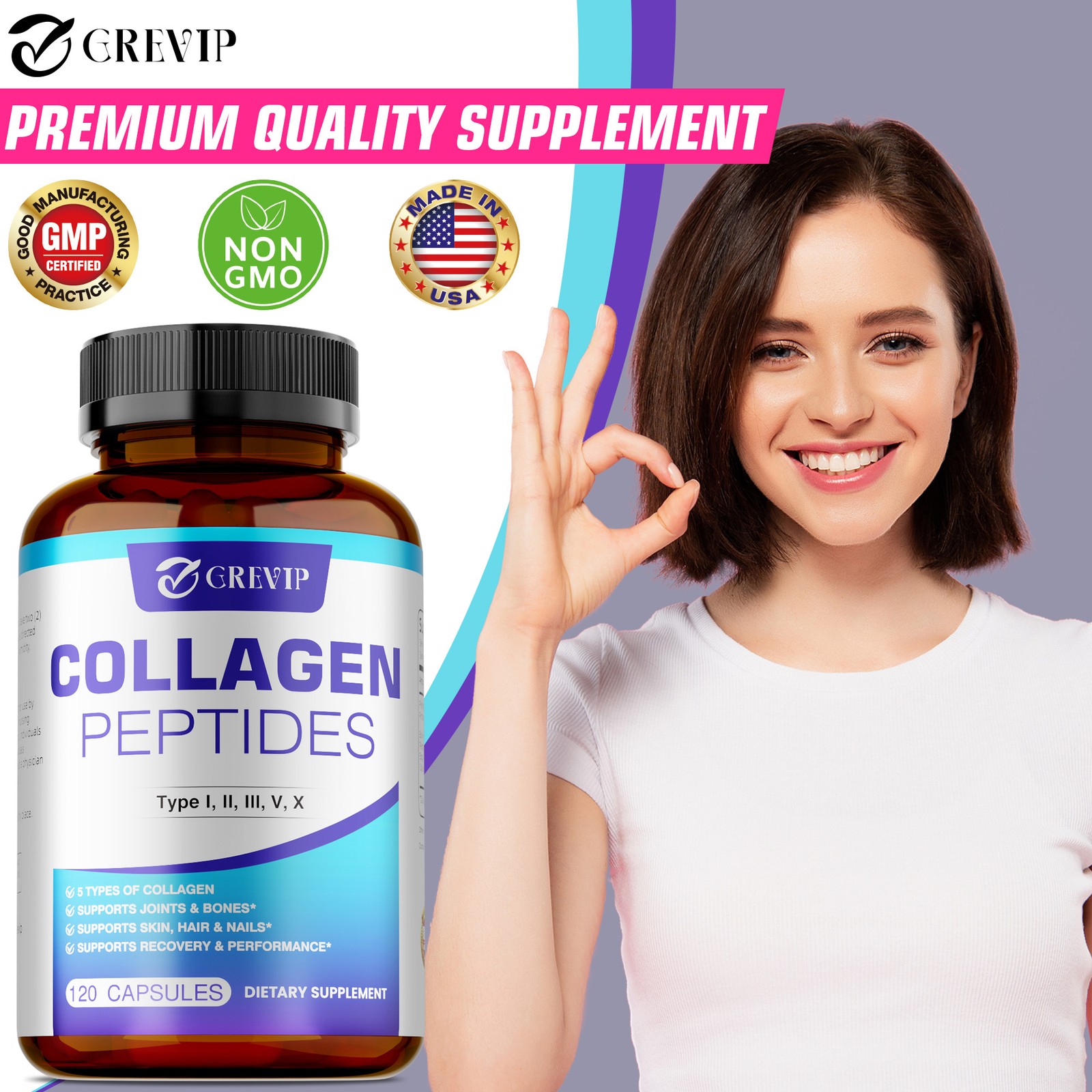 Collagen Peptides 120pcs-Promotes Collagen Production,Improves Skin,Joint Health