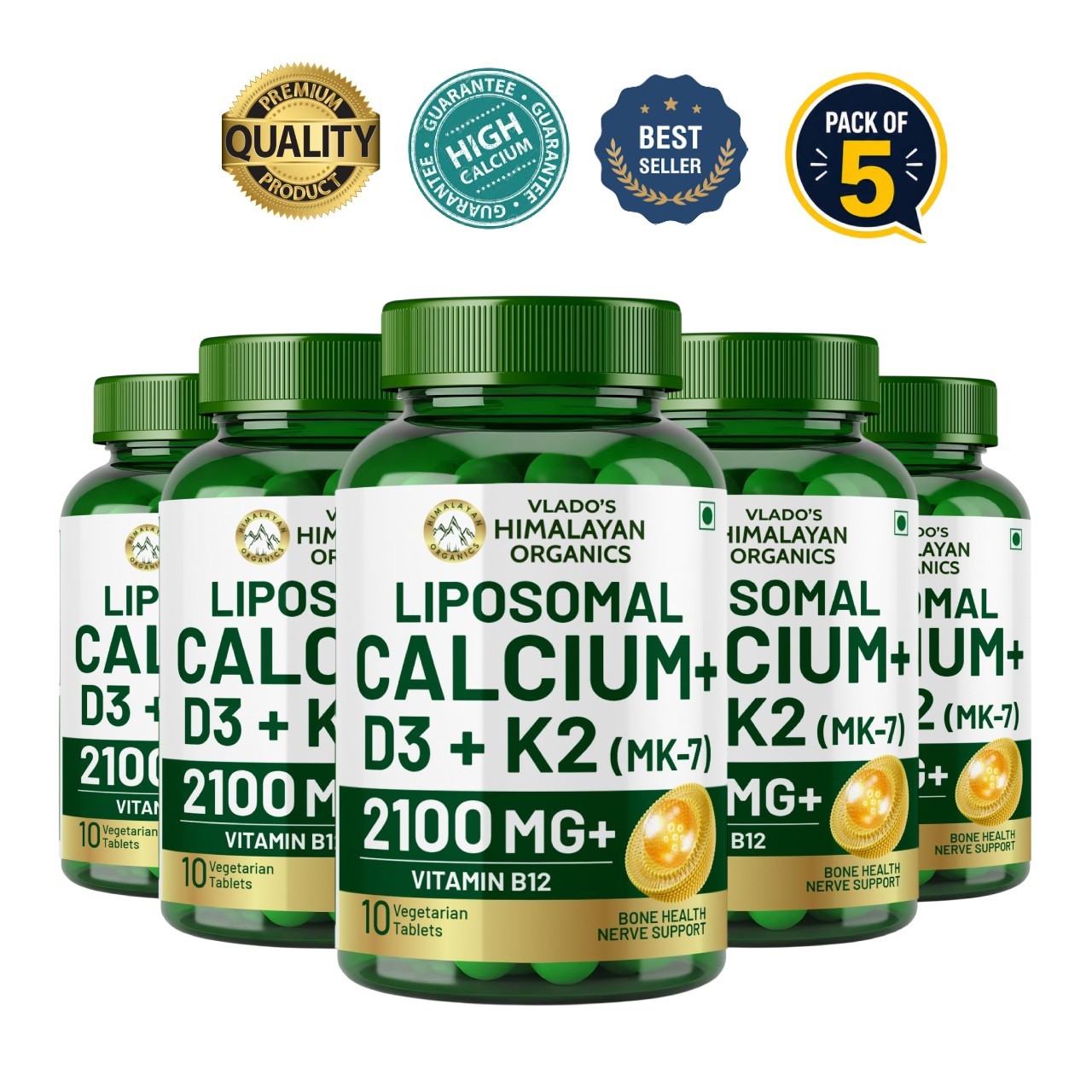 5 Pack HIMALAY.AN Liposomal Calcium 650mg 50 Veg Tabs