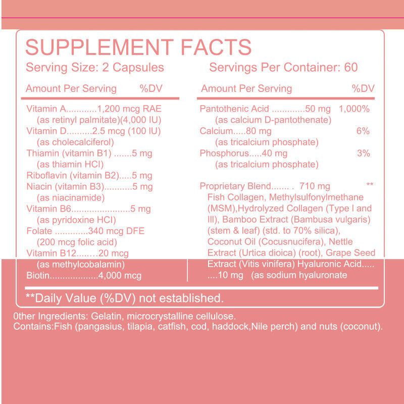 Collagen Vitamin Capsules-Skin,Hair,Nail Health Premium Collagen Supplement 120P