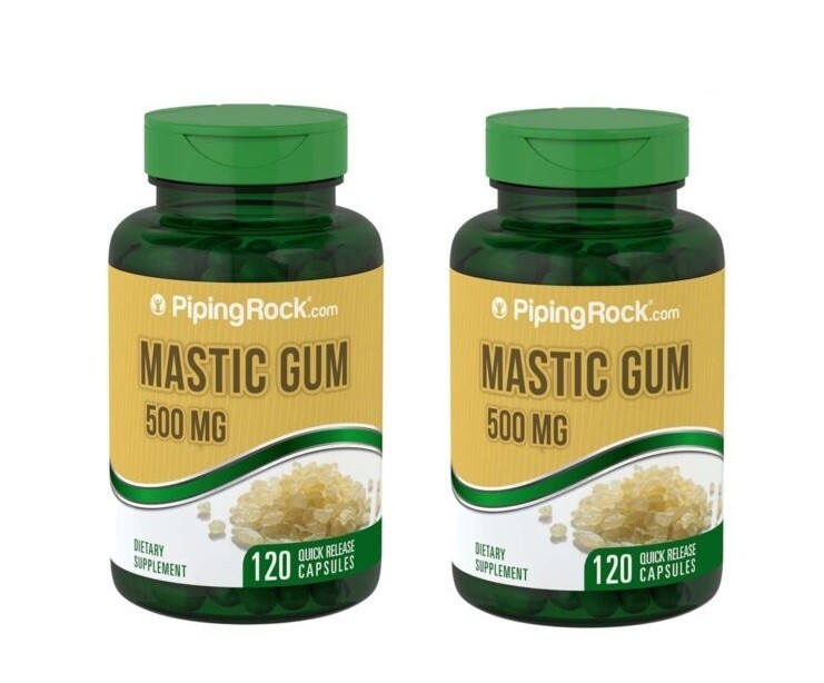 PipingRock Mastic Gum 1000mg 120 Capsules | Non-GMO 2 Pack- Exp. 06-2023