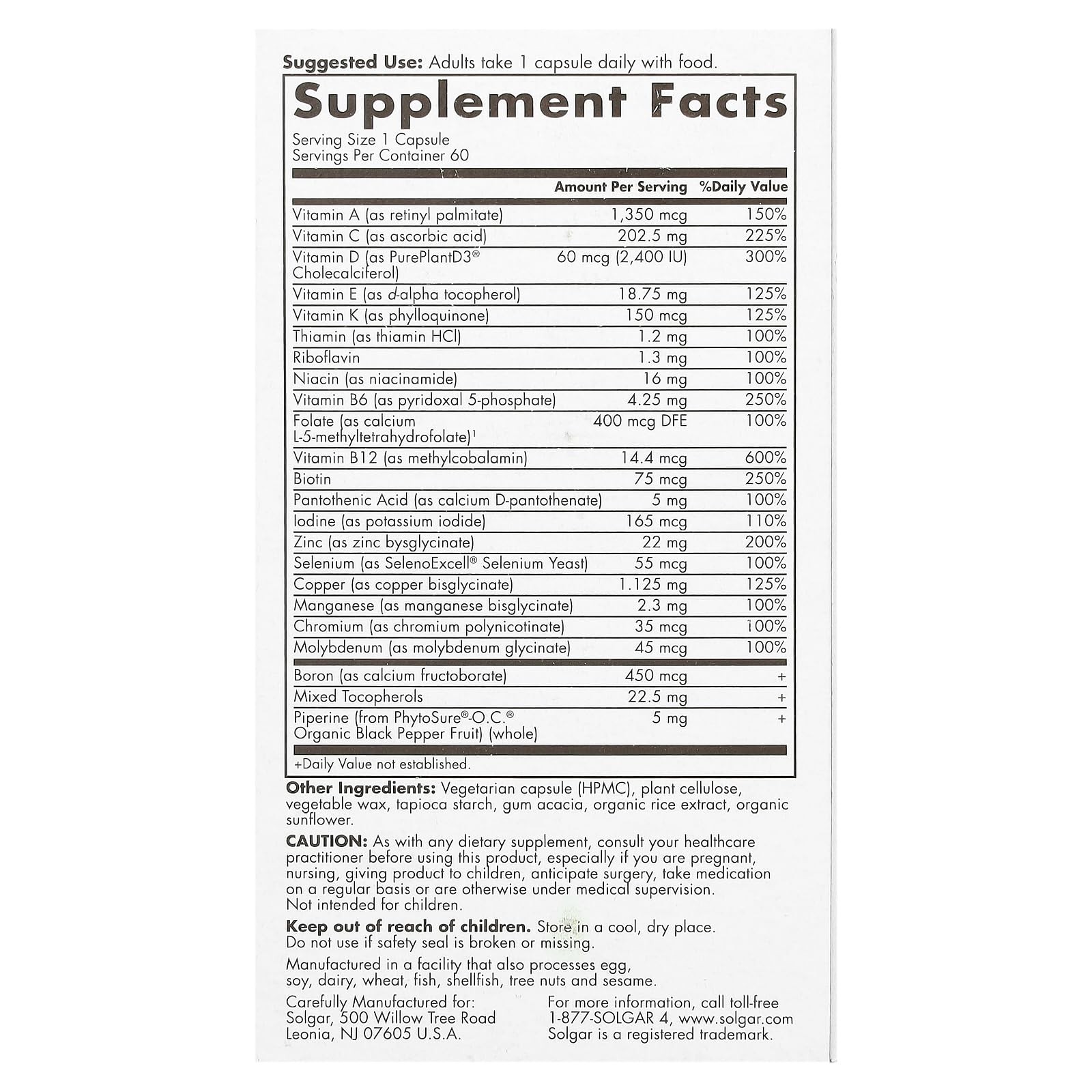 Solgar One Daily Men’s Multi 50+ Whole Body Support 60 Count (Pack of 1), N/a