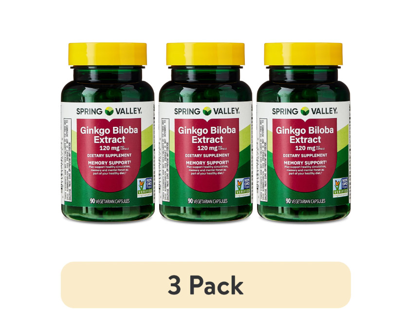 Spring Valley Ginkgo Biloba Extract Capsules (120 Mg), 90 Count, 3 PACK